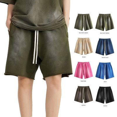 2024 ग्रीष्मकालीन पुरुष विंटेज कट फ्रेंच टेरी 440G भारी वजन सूती धूप फीका शॉर्ट्स